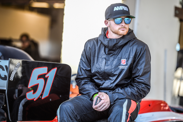 Shelby Blackstock waits patiently to head out on track at the recent Chris Griffis Memorial Test at Circuit of the Americas (Photo courtesy of Indianapolis Motor Speedway, LLC Photography)